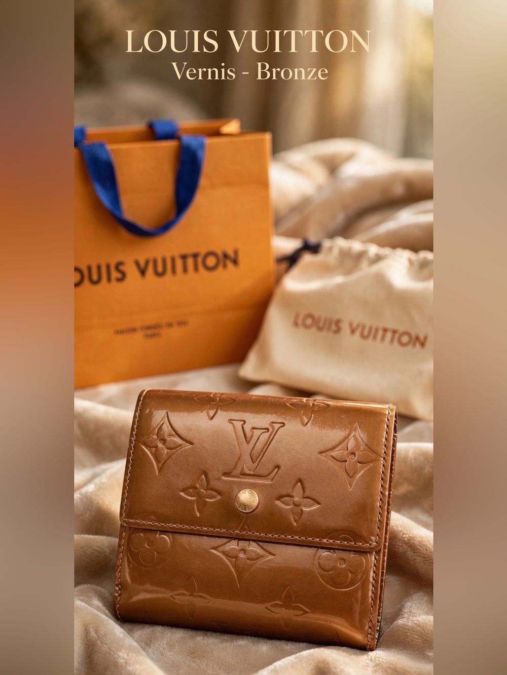 LOUIS VUITTON Vernis Elise Wallet – Bronze / Copper – 100% Authentic